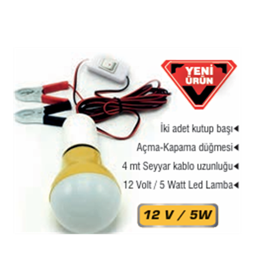 DMAX SEYYAR AKÜ LED LAMBA PLASTİK 5WATT OZS-1857